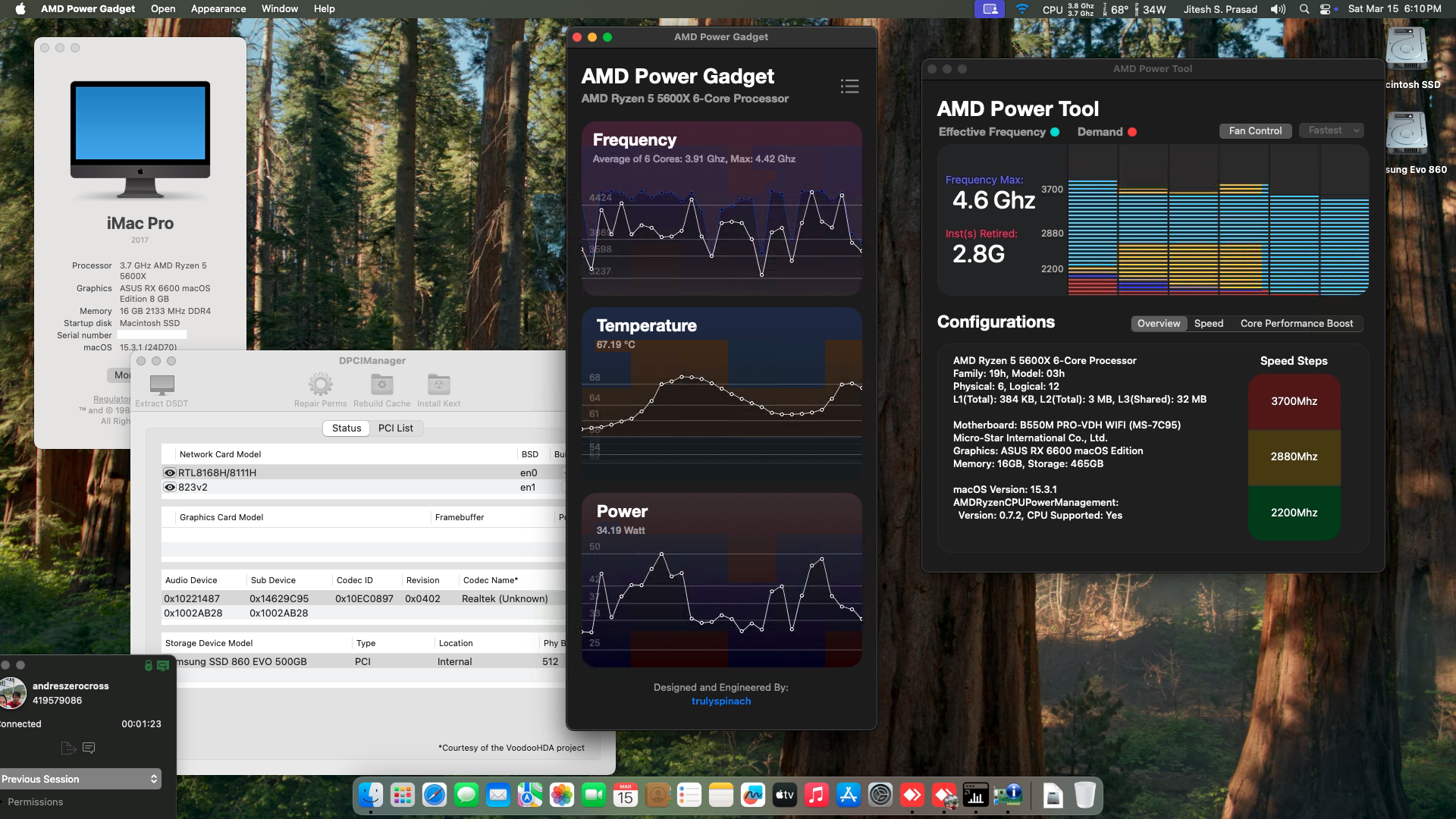 Success Hackintosh macOS Sequoia 15.3.1 Build 24D70 in MSI B550M PRO-VDH WIFI + AMD Ryzen 5 5600X + Asus RX 6600
